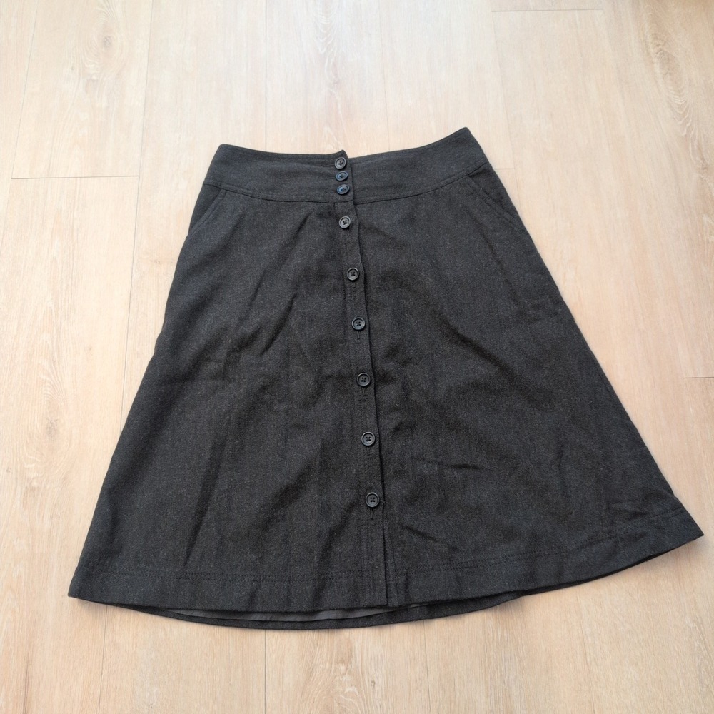 Banana Republic Button Front A-Line Skirt Size 4 Pocketed Knee-Length Wool Blend